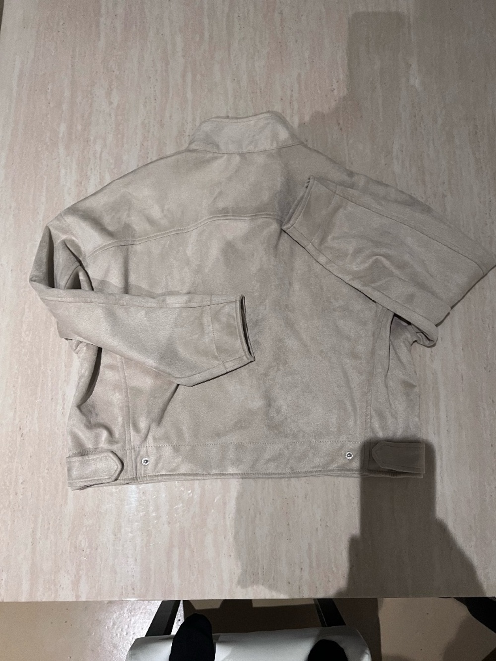 NWT MAX STUDIO London Faux Suede Oyster Beige Bomber Jacket S - Picture 4 of 5